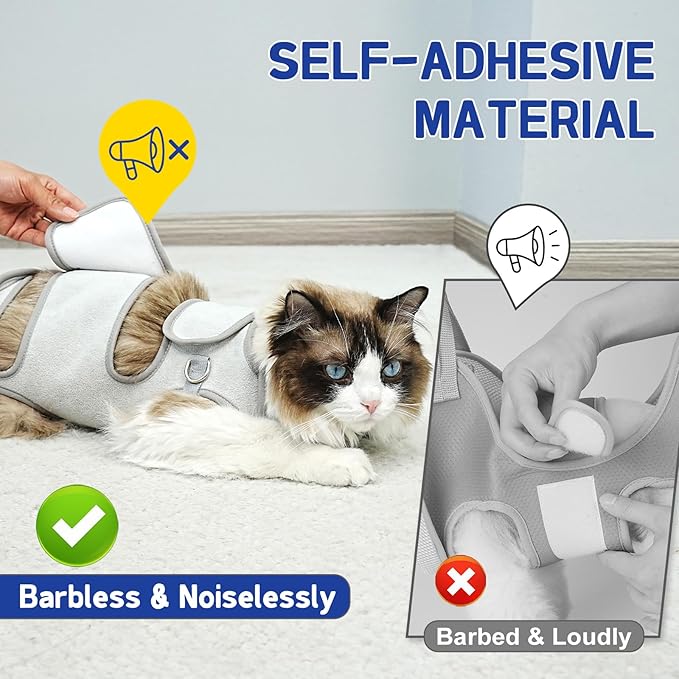 Supet Cat Grooming Hammock, Self-Adherent Cat Wrap for Cutting Nails, Anti-Escape Calming Wrap for Medicine, Nail Clipping, Teeth Brushing, Ear Cleaning