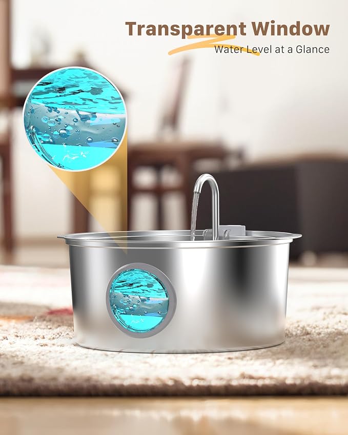 Dog Water Fountain for Large Dogs: 7L/236oz/1.8G Dog Fountain Stainless Steel - Big Cat Drinking Fountain Indoor - Super Quiet Water Fountain for Dogs Inside - for Large Dog Cats & Multi-Pet Home