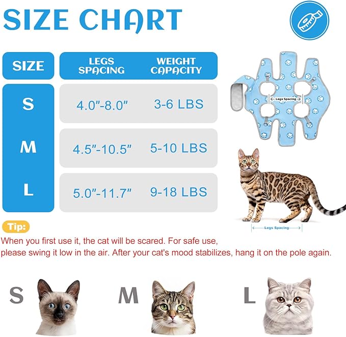 Supet Cat Grooming Hammock, Soft Fabric Nail Clipper Hammock, Self-Adhesive Wrap for Cutting Nails, Quickly Calm Down for Medicine, Teeth Brushing, Ear Cleaning
