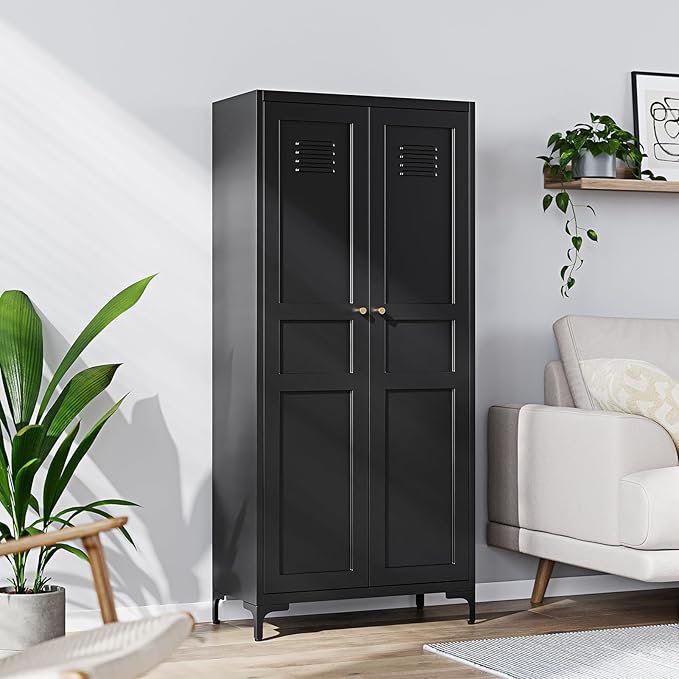 Yizosh Metal Pantry Cabinet, Tall Kitchen Pantry Storage Cabinet