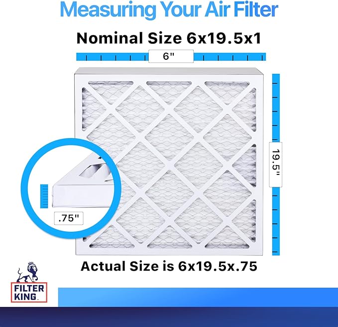 Filter King 6x19.5x1 Air Filter | 4-PACK | MERV 8 HVAC Pleated A/C Furnace