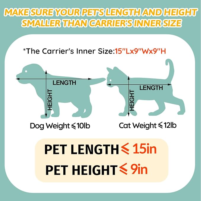 Small Pet Carrier 18" L x 11" W x 11" H Airline Approved, Black | for Delta/American/United Airlines, Lockable Safety Zippers and Anti-Scratch Mesh, Pets Under 10 lbs