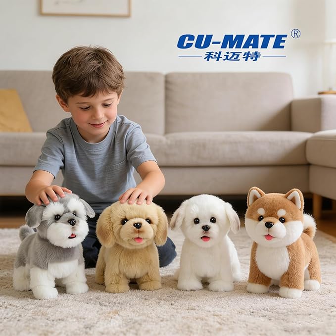 CU-MATE Plush Interactive Simulation Dog-Realistic Puppy Electronic Toy Dog Cat with Walking/Barking/Wagging Tail/Talking-Like Real Robotic Present (Electric Golden Retriever)