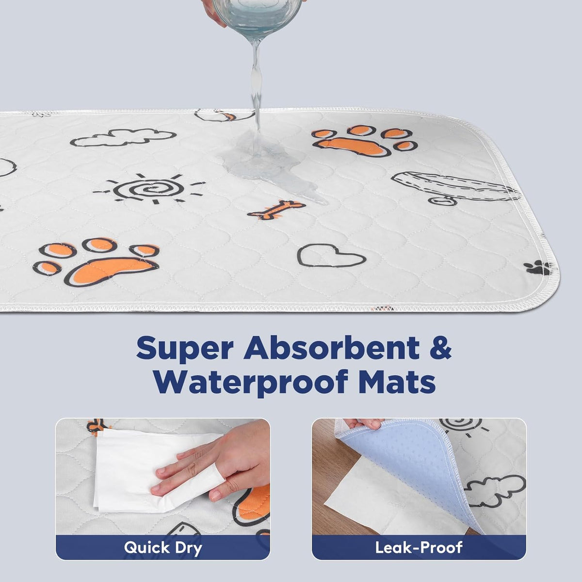 Washable Pee Pads for Dogs, 2 Pack Large 34"x36" Super Absorbent Reusable Puppy Pads Pet Training Pads, 100% Waterproof Non-Slip Puppy Pee Pad Whelping Dog Playpen Crate Mat for Potty, Cage Pads
