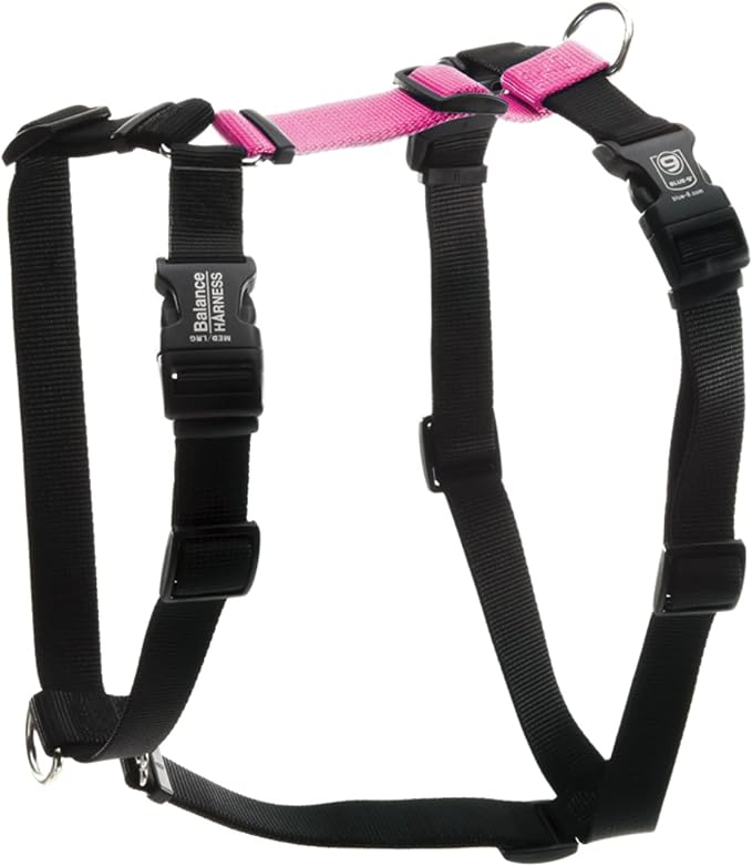 Blue-9 Buckle-Neck Balance Harness, Fully Customizable Fit No-Pull Harness, Ideal for Dog Training and Obedience, Made in The USA, Hot Pink, Medium/Large