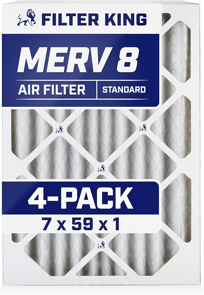 Filter King 7x59x1 Air Filter | 4-PACK | MERV 8 HVAC Pleated A/C Furnace
