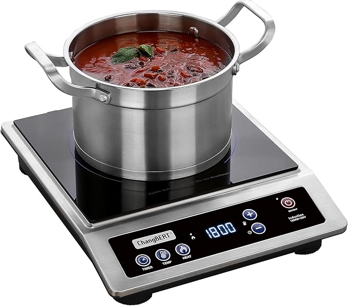 ChangBERT Induction Cooktop, Commercial Grade Portable Cooker, Large 8” Heating