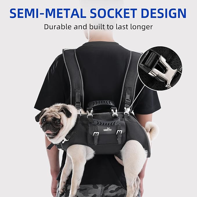 Wakytu Dog Backpack Carrier for Dogs,Dog Lift Harness | Adjustable Padded Breathable Straps for Dogs, Disabled, Joint Injuries, Arthritis,S
