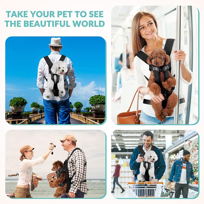 Lukovee Dog Backpack Carrier, Adjustable Front Carrier for Small Breeds | Legs Out Easy-fit, Hands Free, Lightweight, Dog Chest Pack for Hiking Travel Cycling Outdoor (B,Small)