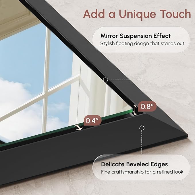 USHOWER Bathroom Mirror, 24x36 Rectangular Mirrors