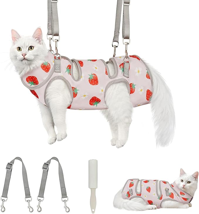 Supet Cat Grooming Hammock, Soft Fabric Nail Clipper Hammock, Self-Adhesive Wrap for Cutting Nails, Quickly Calm Down for Medicine, Teeth Brushing, Ear Cleaning