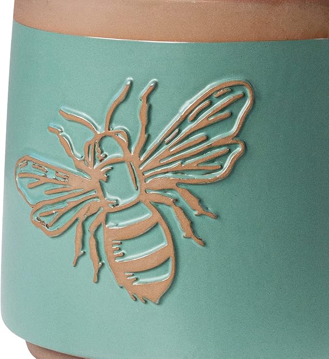 YBX Terracotta Pots Inch with Drainage Holes, Bee Decor, Ceramic Pots for Indoor Plants Flower Pots Outdoor, Succulent, Herbs, Snake Plants (Turquoise, 8+6+4 Inch)