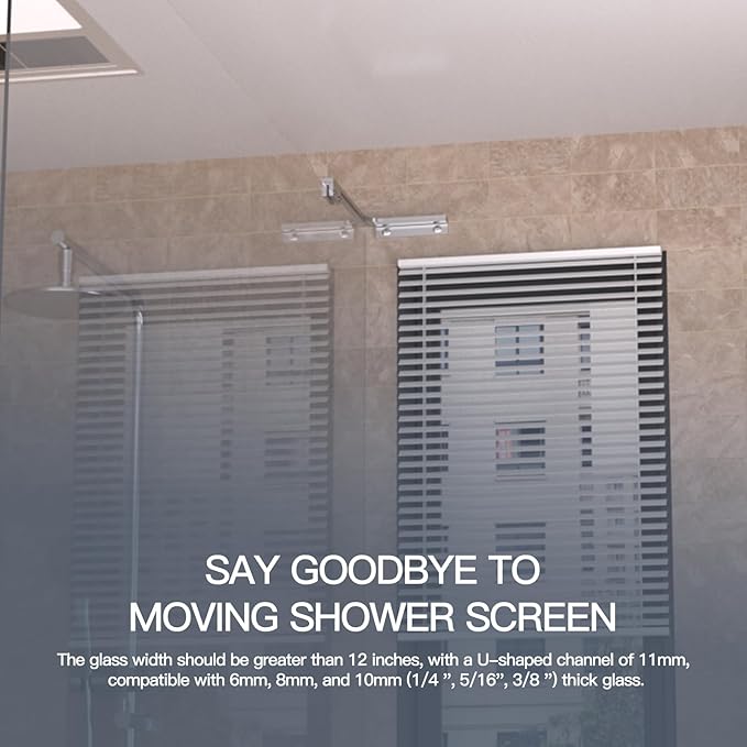 Shower Glass Support Bar, Both Sides Available, Frameless Bathroom Glass Clamp