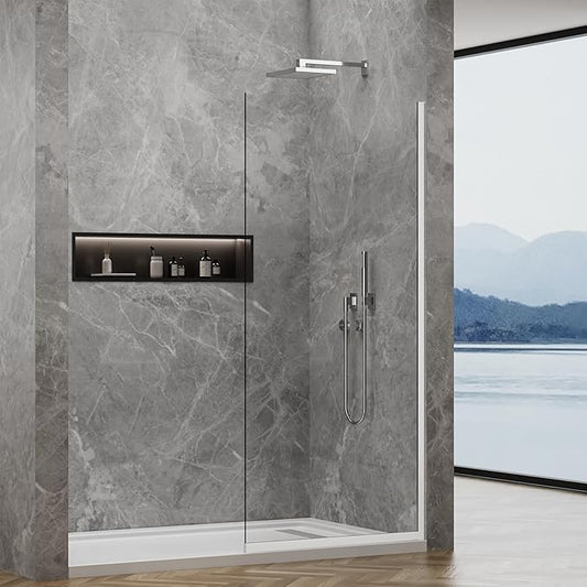 35"x74" Semi-Framed Shower Screen, Single Fixed Shower Glass Panel