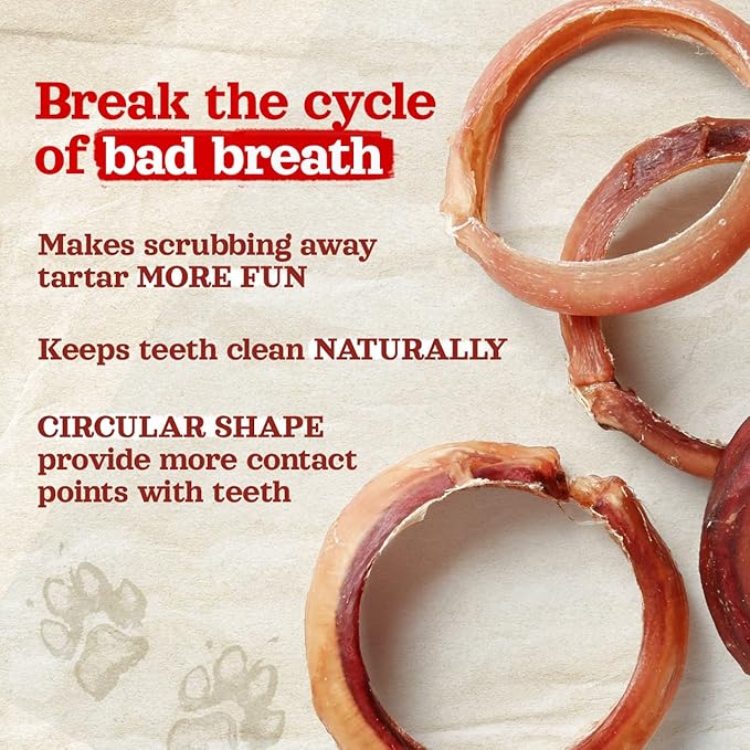 Natural Farm Odor Free Bully Sticks Ring Shaped (3-4 Inch, 10 Pack) - 100% Beef Chews for More Engagement & Fun, Grass-Fed, Non-GMO, Fully Digestible - Best for Small & Medium Chewers