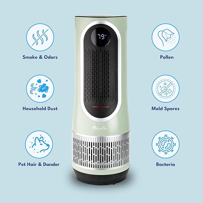 LivePure 3-in-1 LP520 Clean Heat Air Purifier & Electric Heater – Oscillating