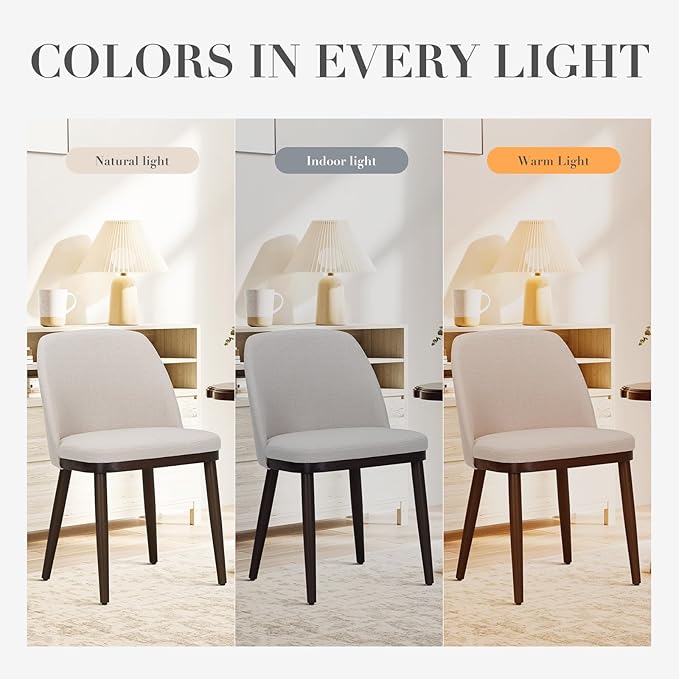 COLAMY Upholstered Dining Chairs Set of 4, Modern Kitchen Chairs with Back, Leather Side Dining Room Chairs with Wood Legs for Kitchen Dining Room Restaurant,Light Grey