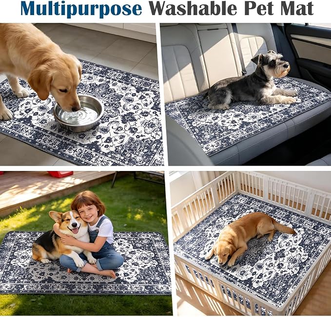 Washable Pee Pads for Dogs, 2 Pack Reusable Puppy Training Pads 36"x36" Super Absorbent Waterproof Dog Training Pads, Non-Slip Potty Pads, Whelping Pads Litter Mat Navy Blue