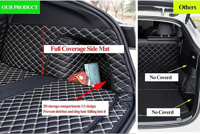SUV Trunk Mat Compatible with BMW X5 7 Seater 2008-2013 Heavy Duty Back Seat Cover & Rear Cargo Mat & High Side Panel - Black with Black Stitching