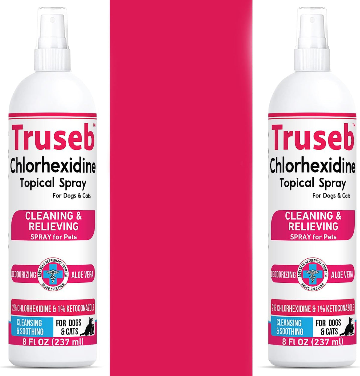 Truseb Topical Ketoconazole and Chlorhexidine Spray for Dogs, Cats, and Horses with Essential Fatty Acids, Aloe and Vitamin E- 16 oz (Ketoconazole & Chlorhexidine Spray, 16 oz)