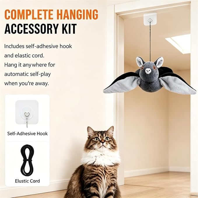 Flying Bat Dog Toy, 2026 New Flying Bat Toy for Dogs, Flapping Wings Interactive Pet Toy with Chirping Engages Cats and Dogs, Detachable USB Rechargeable, Hanging and Ground Play ，Owl：1PCS