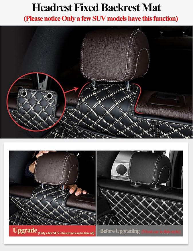 SUV Trunk Mat Compatible with BMW X5 7 Seater 2008-2013 Heavy Duty Back Seat Cover & Rear Cargo Mat & High Side Panel - Beige