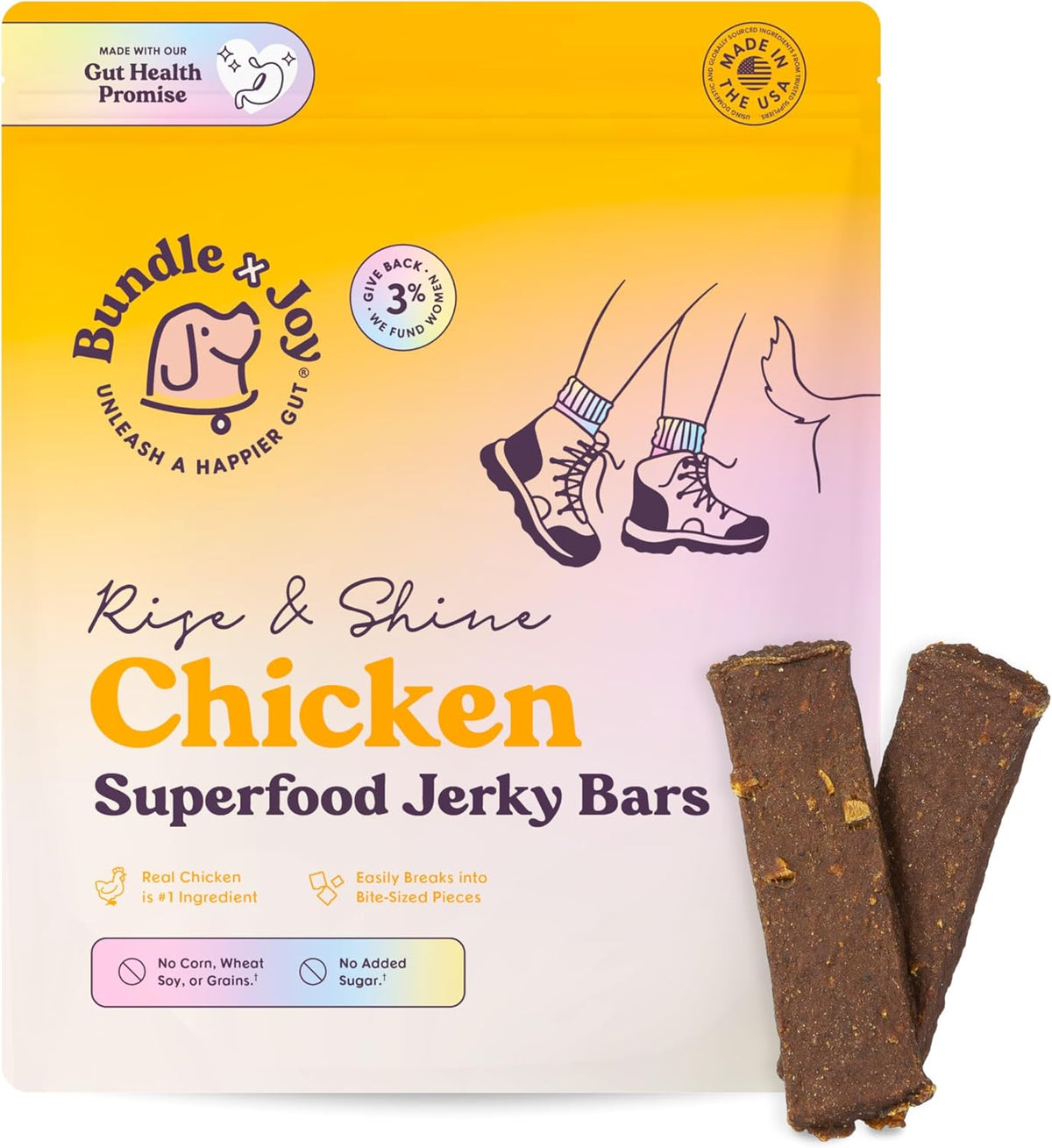 Bundle x Joy Rise & Shine Dog Treats, Chicken Jerky, Snack Bars, Puppy Training Treats, Natural Superfood, Grain, Corn, Poultry & Soy Free, 16oz