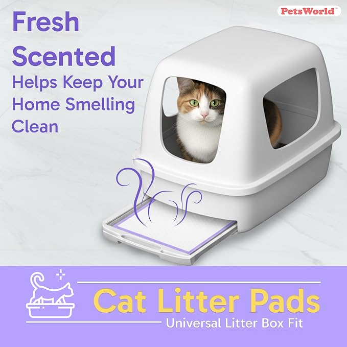 PetsWorld Universal Fit Cat Pad Refills for Litter Box, Fresh Scent, Odor Control, Pack of 50