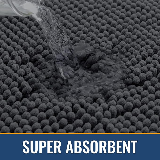 Arotive Bathroom Rugs 36x24, Extra Soft Absorbent Shaggy Chenille Bath Rugs, Machine Washable Rubber Backing Non-Slip Bath Mats for Bathroom Floor Tub and Shower, Home Decor Accessories, Dark Grey