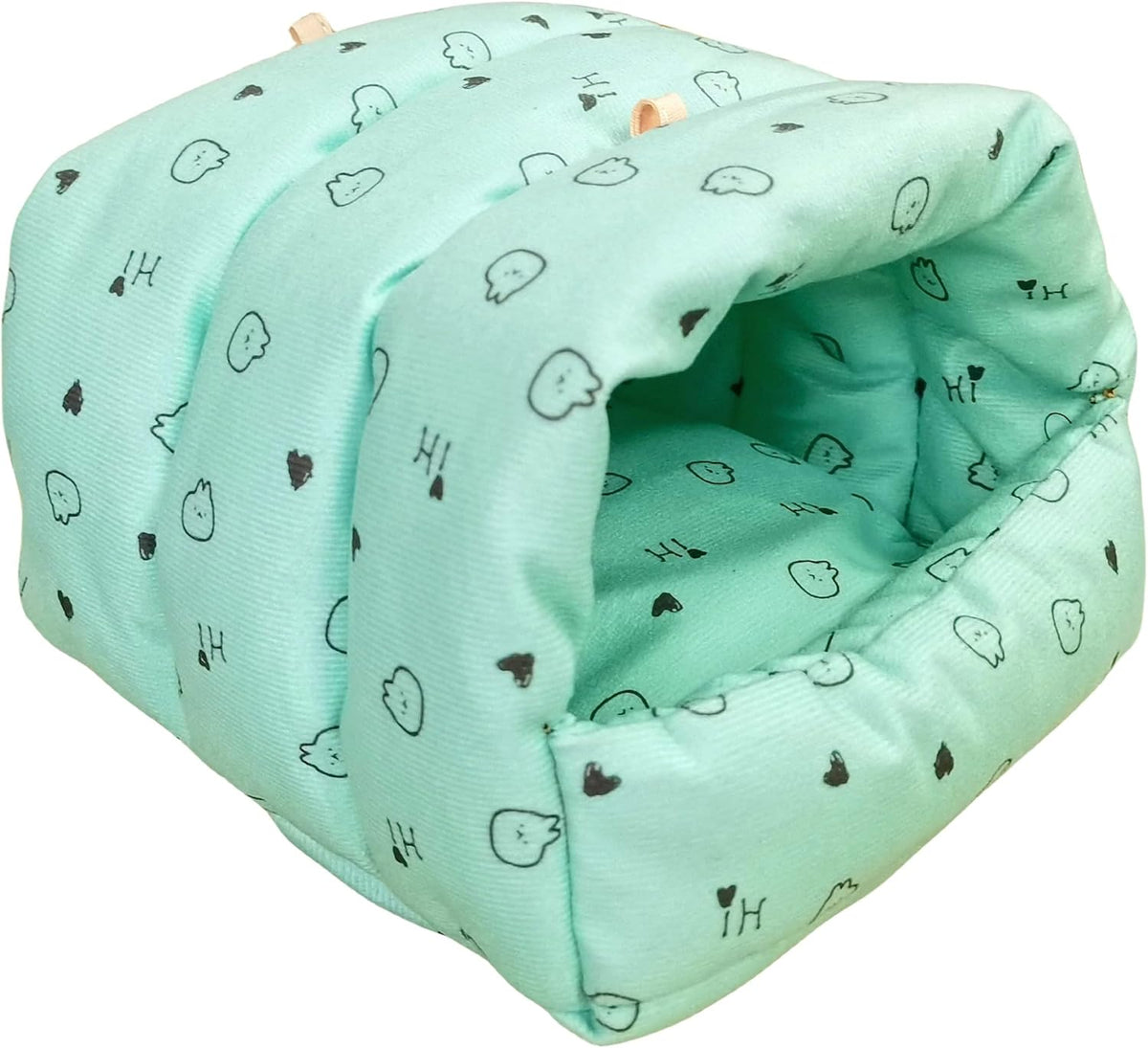 WOWOWMEOW Guinea Pigs Bed,Hamster Bed,Soft Sleep Mat Pad and Warm Cave for Rats,Rabbit,Chinchillas,Hedgehog,Squirrel and Other Small Animals (M, Heart-Green)