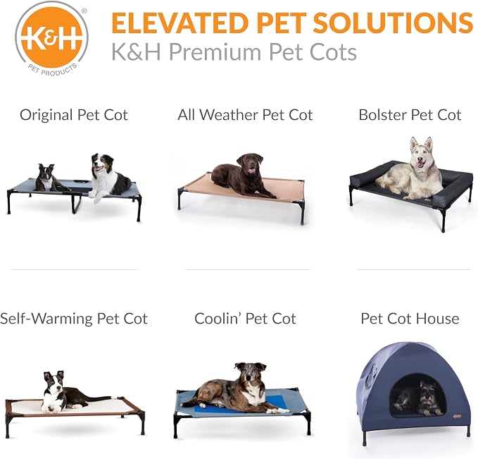 K&H Pet Products Dog Cot Pad (Cot Sold Separately), Pillow-Top Comfort Bed for K&H Medium Elevated Dog Beds, Soft & Fluffy, Secure Fit Straps, Machine Washable, Portable - Medium 32 X 25in Tan Fleece