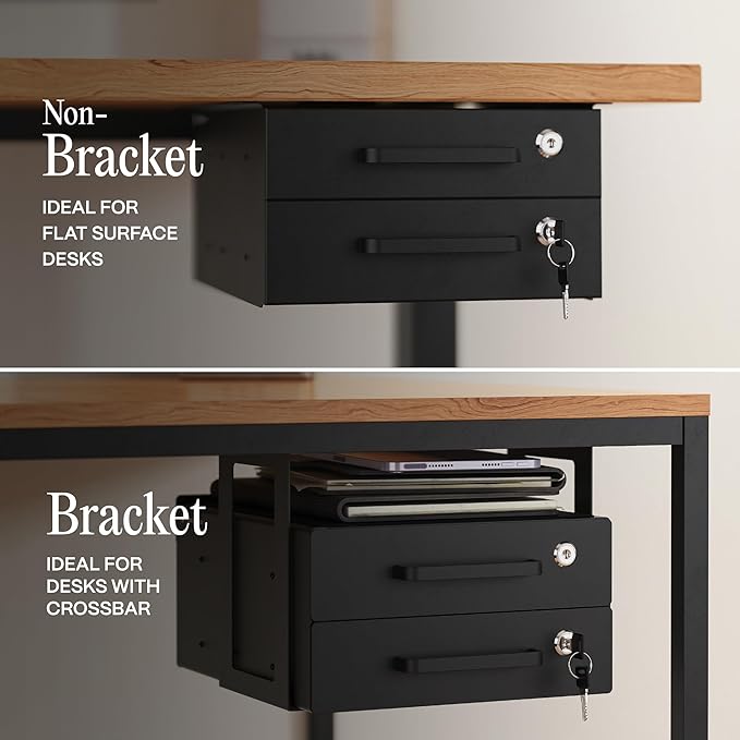 Under Desk Drawer Slide-Out – Lockable Metal Storage Drawers