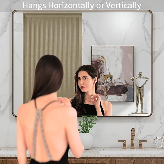 LOAAO 40”X30” Bronze Bathroom Mirrors