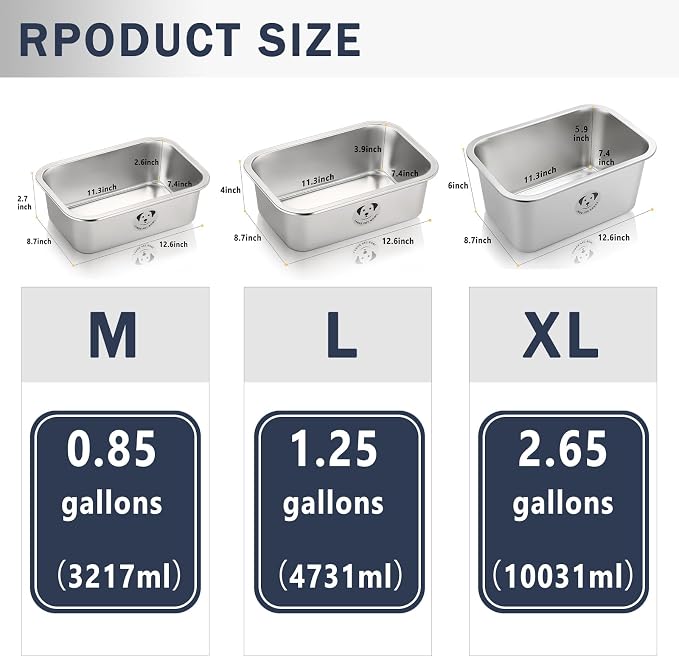 Stainless Steel Dog Bowls for Large Dogs, 0.85 Gallons High Capacity Metal Food Dog Bowls Extra Large Water Bowl for Dogs