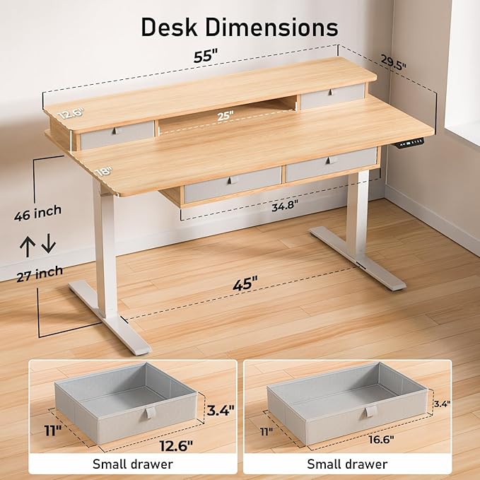 55 * 30 Inches Electric Standing Widened Desk Adjustable Height