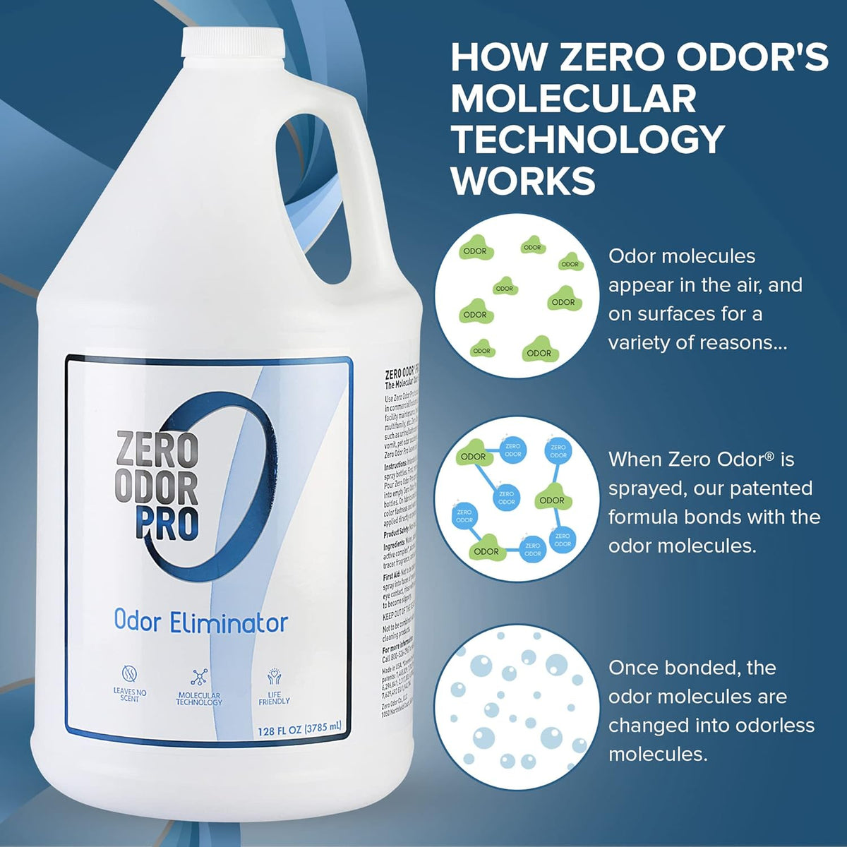 Zero Odor Pro - Commercial Strength Odor Eliminator & Neutralizer, Air Freshener, Room Deodorizer - Strongest Odor Eliminator Trigger Spray, 128oz Refill