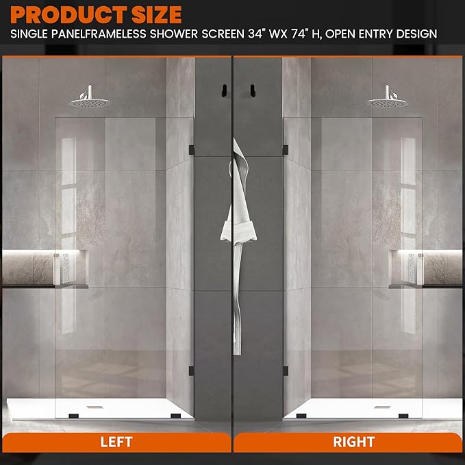 Bathroom Shower Glass Door 35 * 74"