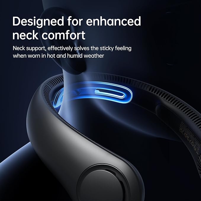 JISULIFE Portable Neck Fan Upgraded, Neckbrace Personal Hands Free, 5 Speed