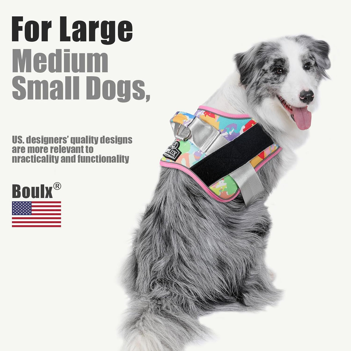 Bolux Dog Harness, No-Pull Reflective Dog Vest, Breathable Adjustable Pet Harness with Handle for Outdoor Walking - No More Pulling, Tugging or Choking (Medium (Pack of 1), OilPainting)