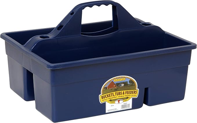 Little Giant® Plastic DuraTote | Horse Grooming DuraTote | Durable Tote Box Organizer with Easy Grip Handle | Extra Thick Sidewalls | Navy