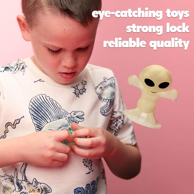 Alien Toys in Capsules - 250 Pcs of 1.1 Inch Plastic Capsules & 1 Inch Glow in the Dark Alien Figurines for Kids - Party Favors - Classroom Prizes - Toys Bulk for Vending Machine Refill