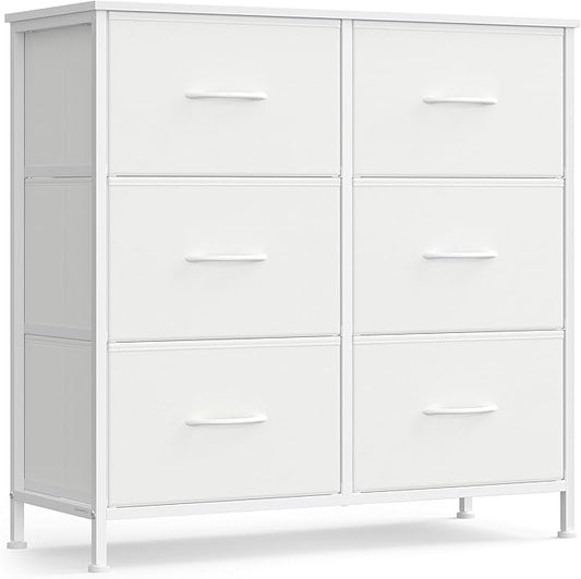 SONGMICS Dresser for Bedroom, Chest of Drawers, TV Stand, 6 Non-Woven Fabric