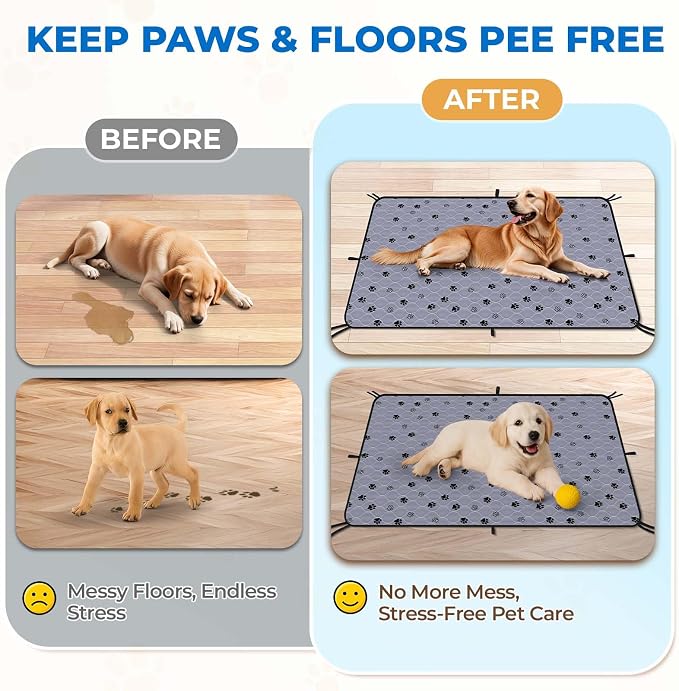 Fostanfly Washable Pee Pads for Dogs, 2 Pack 36"x48" Superior Reusable Puppy Pads, Waterproof Protects Against Urine Leakage, Non-Slip Grip Prevents Slipping and Bunching for Dog Training