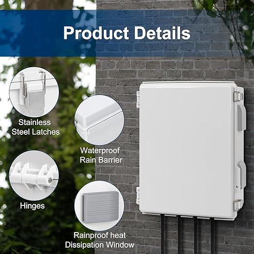 Electrical Junction Box, Ventilated Design, Cable Grommets, Indoor/Outdoor Use