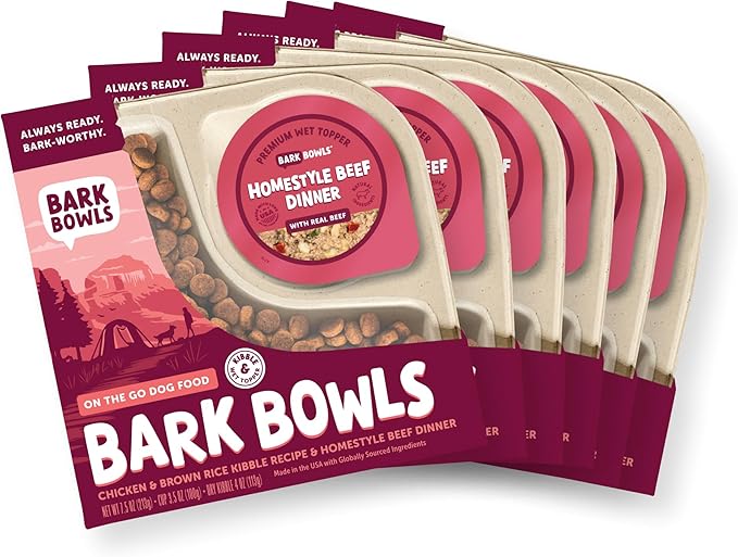 On The Go Dog Food, Homestyle Beef Dinner - 7.5 oz Trays (6 Count), Made in The USA with Real Beef