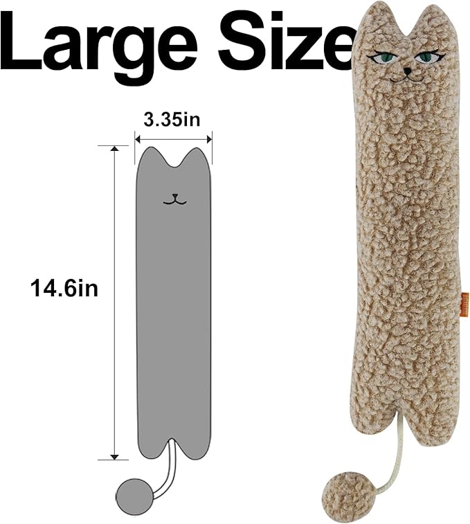 TTcat Catnip Silvervine Matatabi Pillow for Cats & Kittens,Cat Kicker Toy,Large Size Cat Pillow Soothing Plush Cat Toy(Beige).