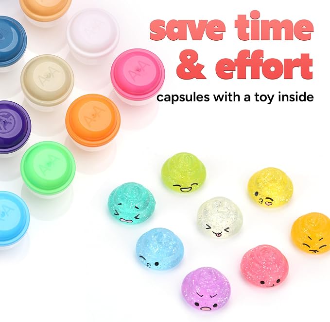 Unicorn Poop Mini Toys in Capsules - 250 Pcs of 1.1 Inch Acorn Capsule and Unicorn Toy Poop for Kids - Plastic Capsules for Toys Bulk - Vending Machine Refill