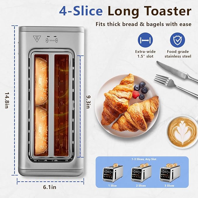 Smart Toaster 4 Slice, Touch Screen, Digital Toasters