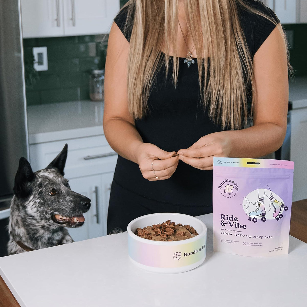 Bundle x Joy Superfood Dog Treats Salmon, Chicken or Beef Jerky Bars - Dog Treats for Snacks and Training – Made in USA - No Corn, Wheat or Soy – Poultry Free, 5oz or 16oz (Salmon (2 Lbs))