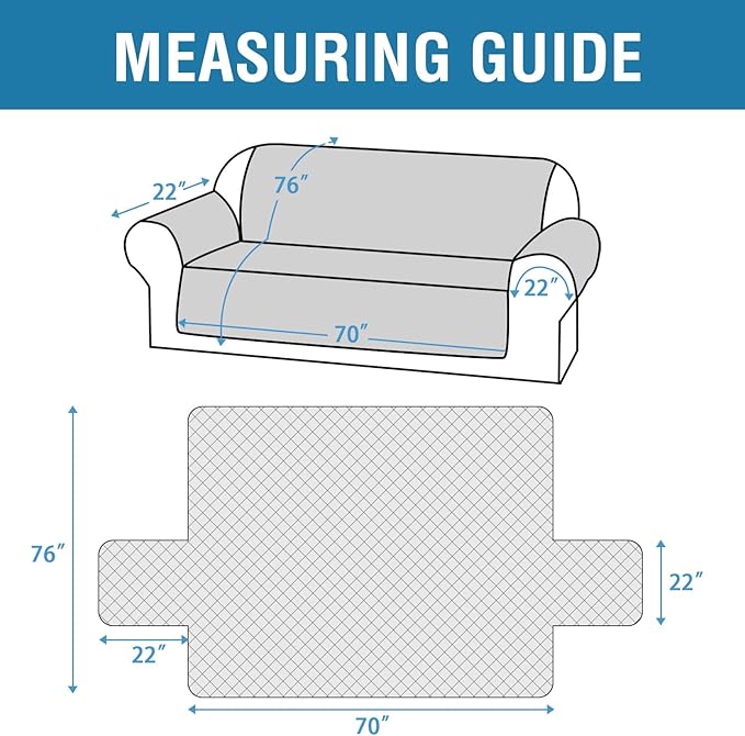 H.VERSAILTEX Couch Cover for 3 Cushion Couch Sofa Cover for Dogs 100% Waterproof Furniture Protector Cover with Elastic Straps for Pet Cat(Sofa, Rocket Gray)